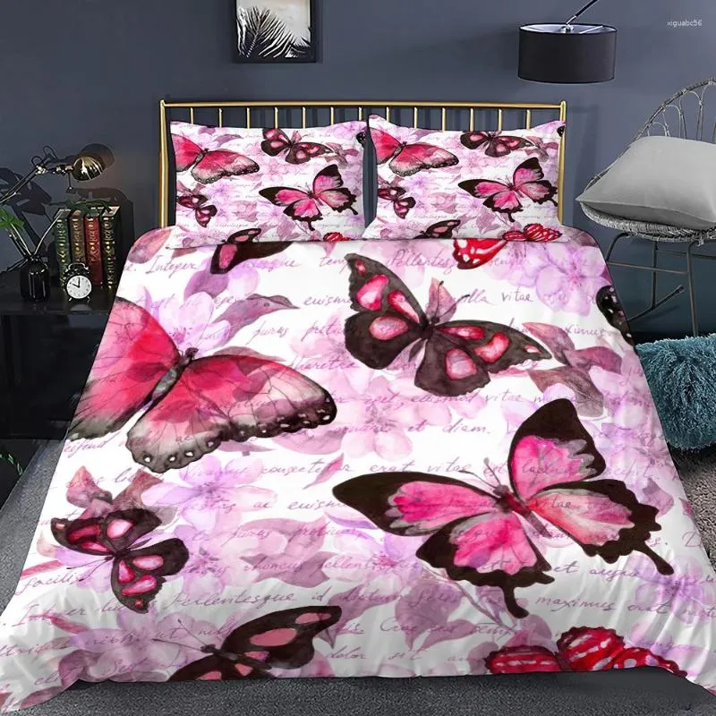 Bedding Sets Insect Duvet Cover Set Twin Size Butterfly Printed Comforter For Girls Kids Teens Quilt Pillowcases