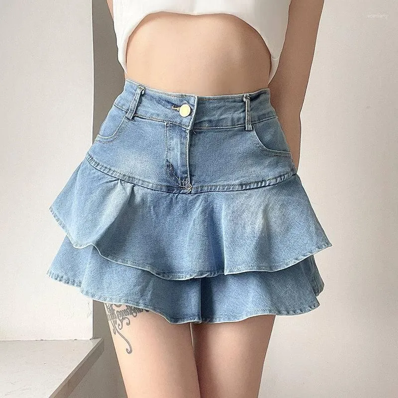 Jupes rétro Denim Shorts jupe femmes été 2023 Streetwear dames taille haute jean décontracté tout Match coréen mode vêtements
