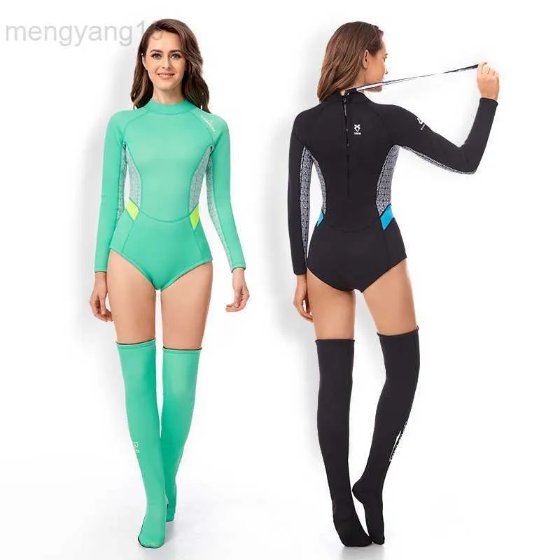 Mute Mute stagne Estate Donna 2MM Neoprene Bikini Muta Calza da immersione Manica lunga Muta da sub Pelle a prova di sole Surf Snorkeling Costumi da bagno HKD230704