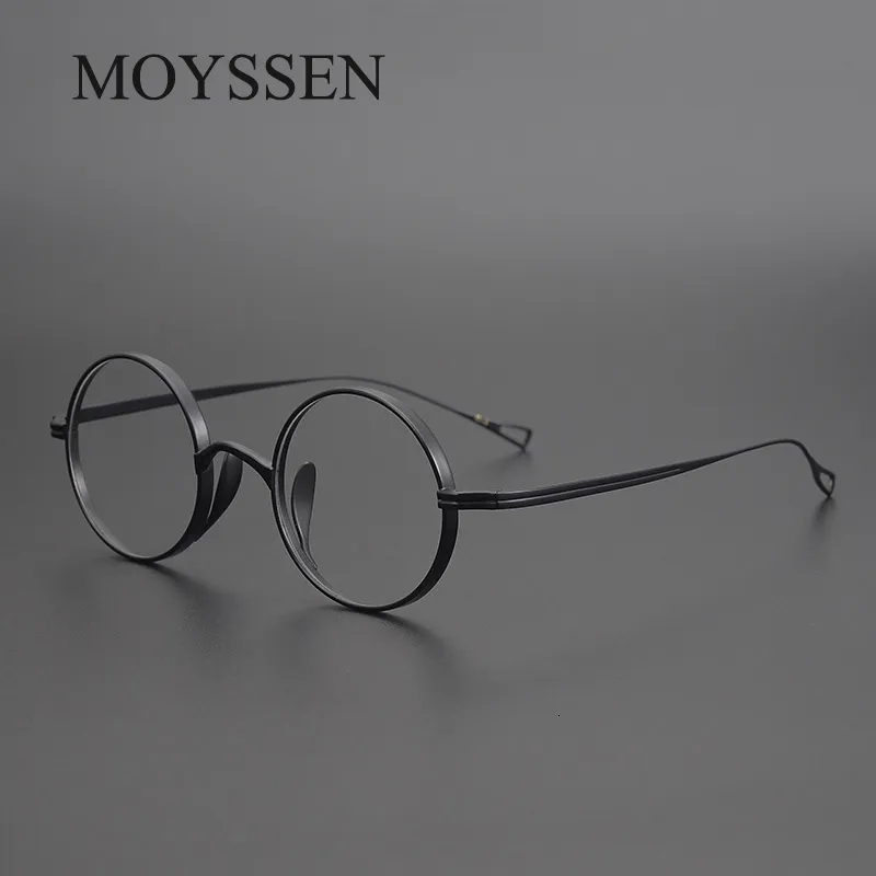 Solglasögon Bågar Japan Handgjorda Pure Men's Retro Runde Bågar Glasögon High Degree Optisk Receptglasögon Myopia Eyewear 230704