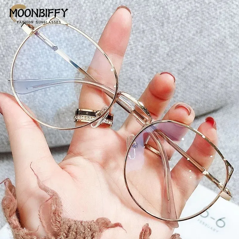 نظارة شمسية 2023 قريبة من جلاس لطيف Cat أذن الأذن طالب Computer Goggles Anti Blue Light Metal Frame Eyeglasses 230704