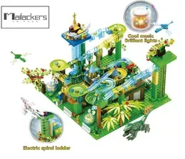 Mailackers Ideas Marble Race Run with Light Electric Maze Ball Building Blocks Jurassic Dinosaur Park Jungle World Toys For Kids 26180855
