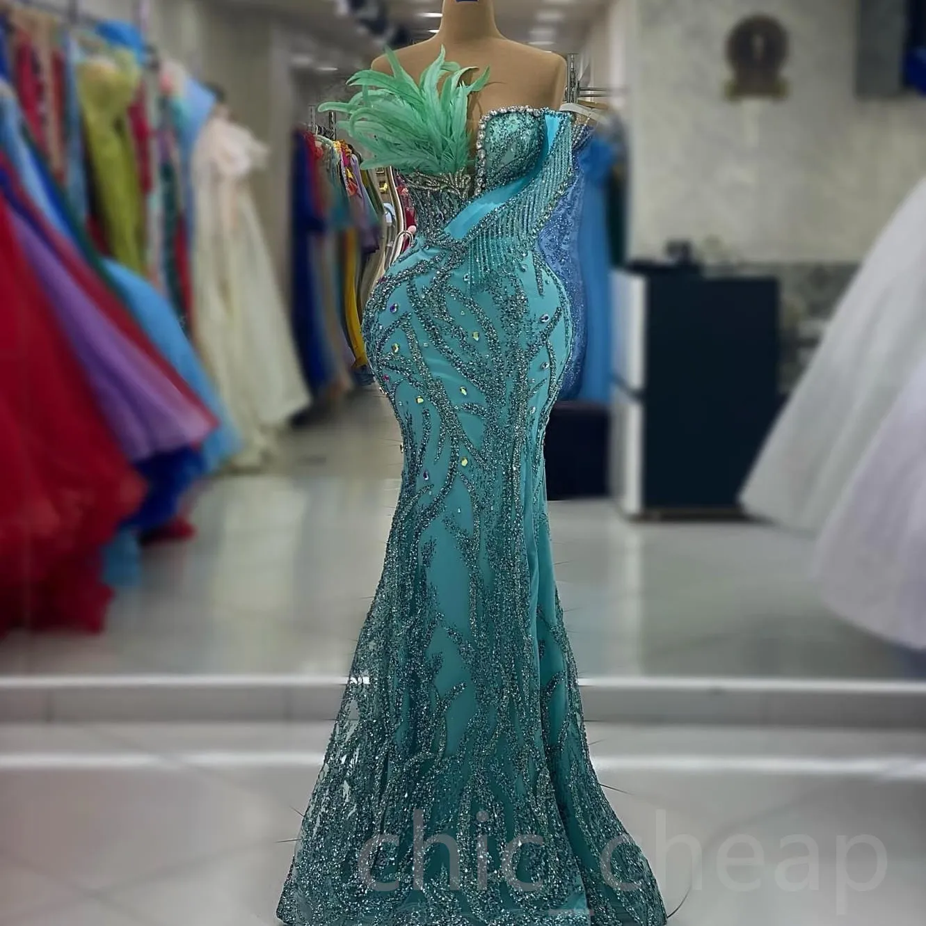 Aso Ebi Sequined Кружевая русалка платье PROM CRISTALS Вечернее формальное вечеринка второй прием к день рождения подружки невесты.