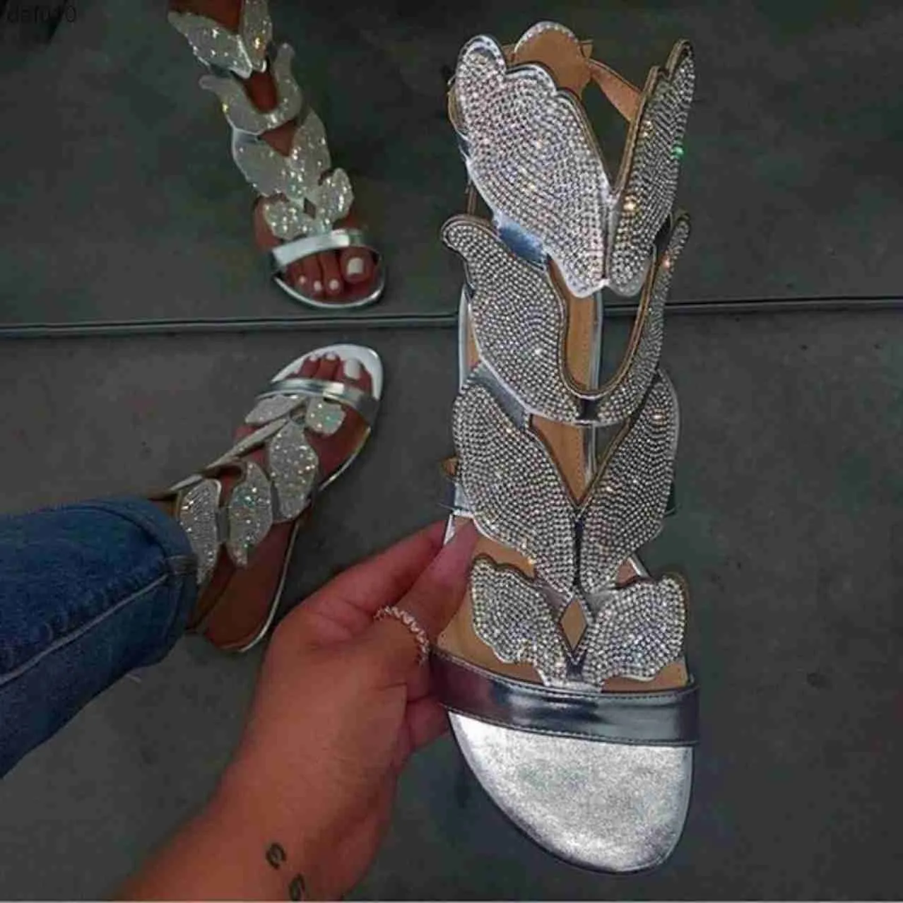 Женские сандалии со стразами Блок Блок для женщин Гладиатор Сандальс Блок каблуки Zapatos de Fiesta Mujer Talon Femme Sexy L230704