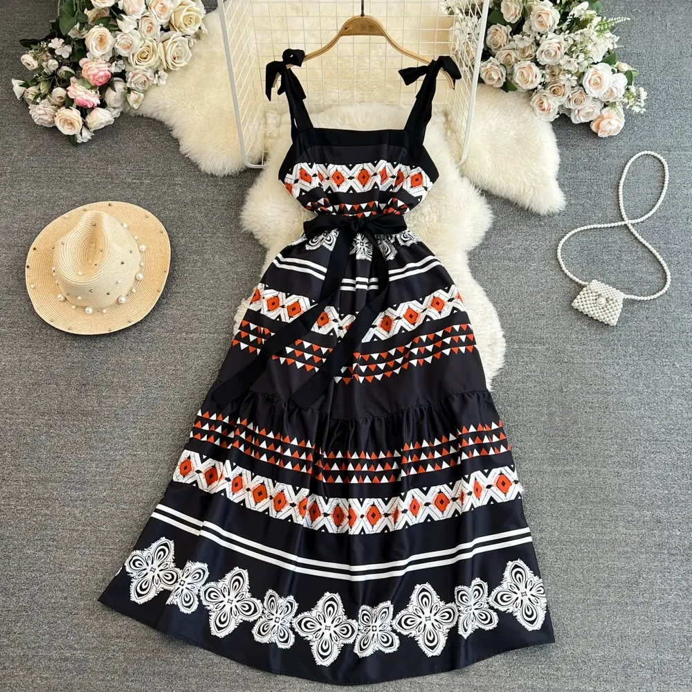 Seaside Vacation Spaghetti Strap Floor-Length A-Line Dress with Empire  Waistline and Floral Print from Dhgate Basic & Casual Dresses - price 38.2