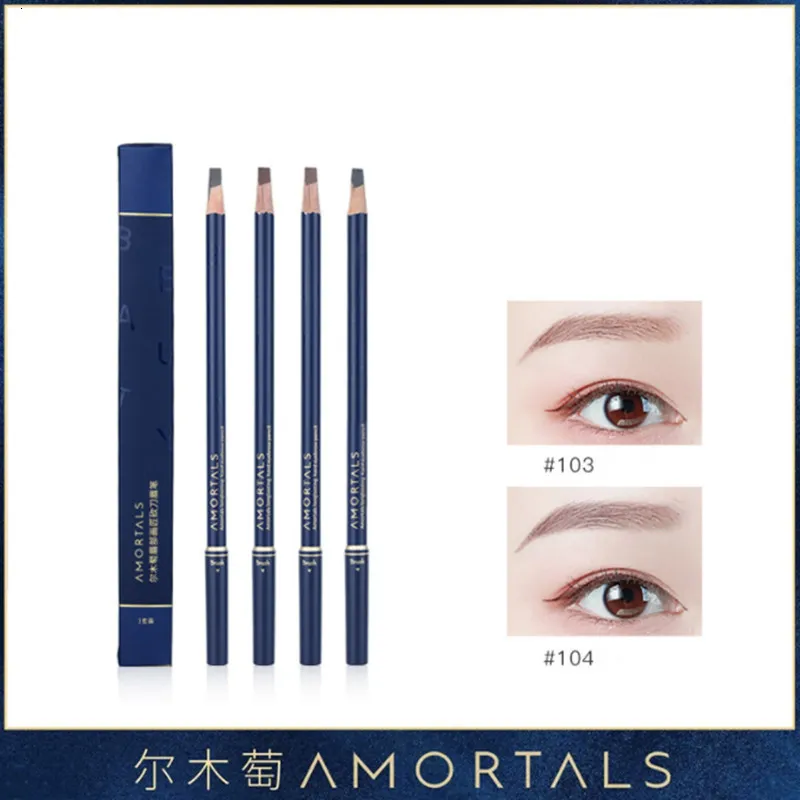 Wzmacniacze brwi Amortals Hard Microblading Pen do brwi Naturalny wodoodporny tatuaż na brwi Ołówek Długotrwały makijaż drewna Kwadratowy ołówek do brwi 230703