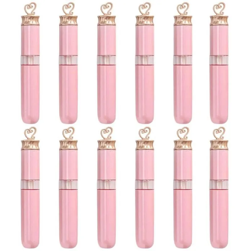 6ml Pembe Zarif Şişeler Konteyner Dudak Tüpleri Boş Dolunabilen Lipgloss Şişeler Şişeler DIY örnekleri için fırça ile HBCTL