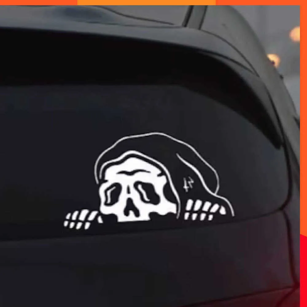 Autocollant d'horreur Festival Peep squelette autocollant de voiture décoré pare-brise fenêtres Halloween Lurking Reaper fantôme autocollants découpe vinyle décalcomanies