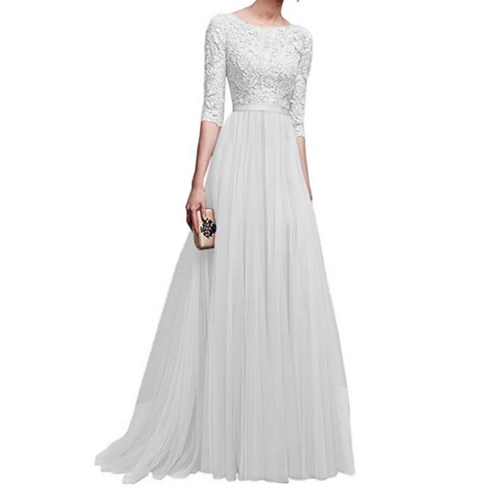 Spódnica sukienka 2023 Elegancka koronkowa aplikacja ślubna druhna formalna długa sukienka imprezowa swobodna, zbyt szczupła szyfonowa suknia balowa