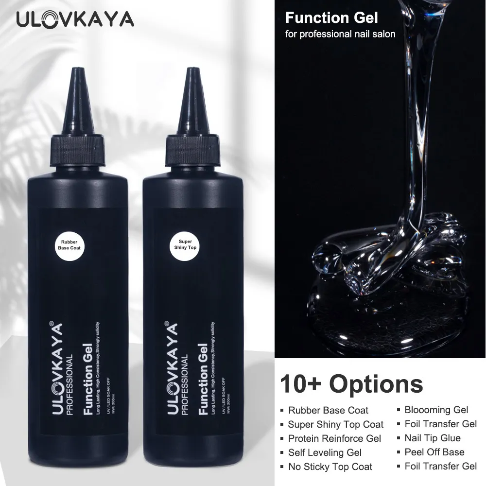 Unhas Postiças ULOVKAYA 200ml Funciton Gel Base de Borracha Transparente Revestimento Autonivelante de Longa Duração Cola para Pontas de Unhas Verniz de Reforço de Protesina 230704