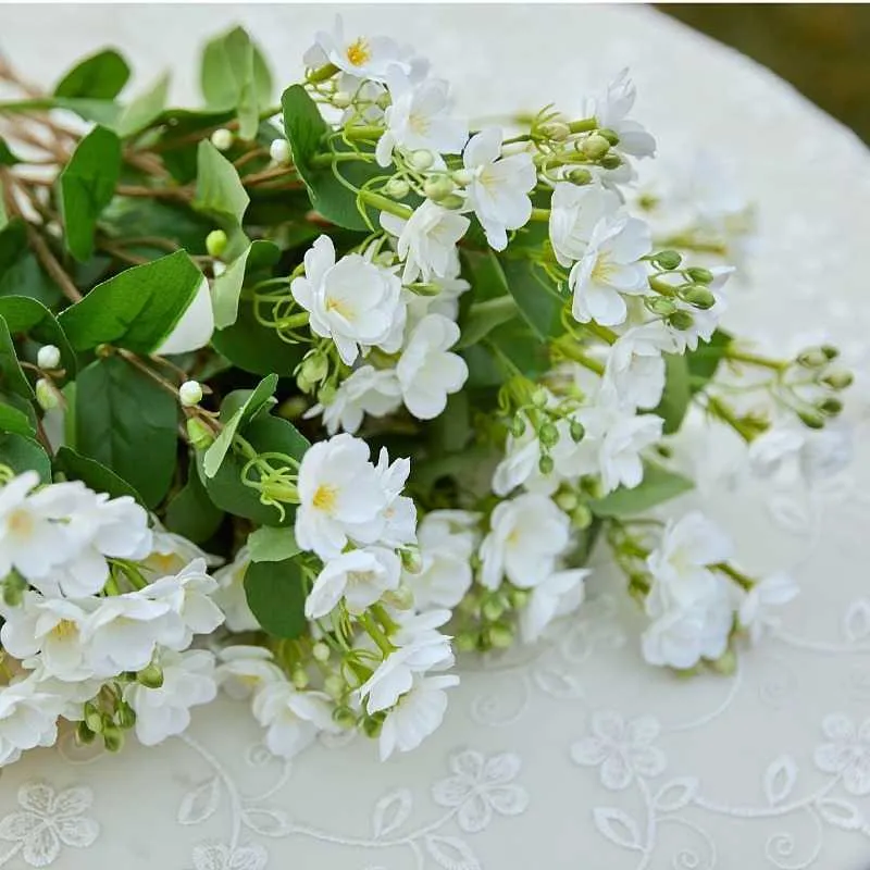 Flores secas longas de jasmim artificial flor falsa para casamento casa escritório festa hotel restaurante decoração diy