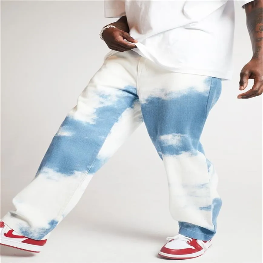 2021 Mens Tie-dyed Denim Straight-fit Jean Pant Washed Comfort Stretch Chino Comfort Rise Relaxed Straight Leg Jeans S-3XL223v