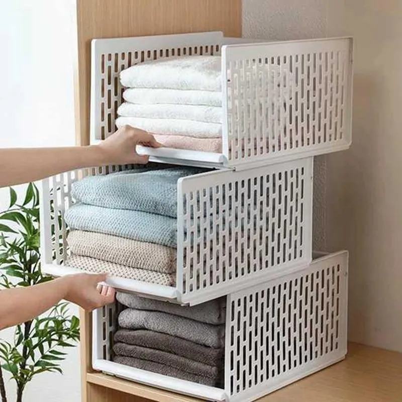 Number Stackable Wardrobe Drawer Cabinet Organizer Drawer Clothes Closet Storage Box Shees Plastic Layered Partitions Storage Rack