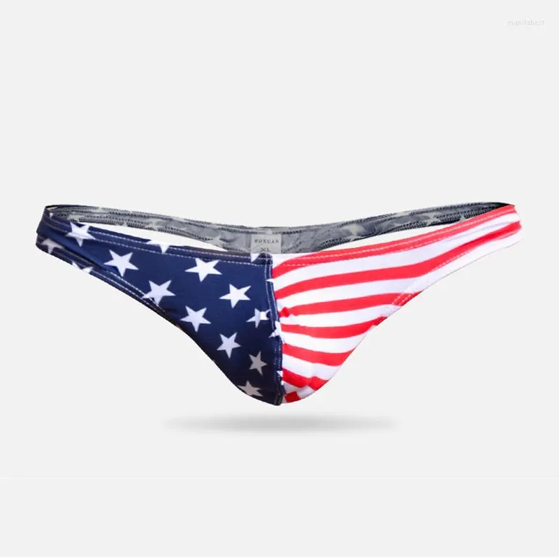 Underpants Briefs Men's Underwear Thongs American Flag Sexy Striped Shorts Bulge Pouch Comfortable For Men Thong