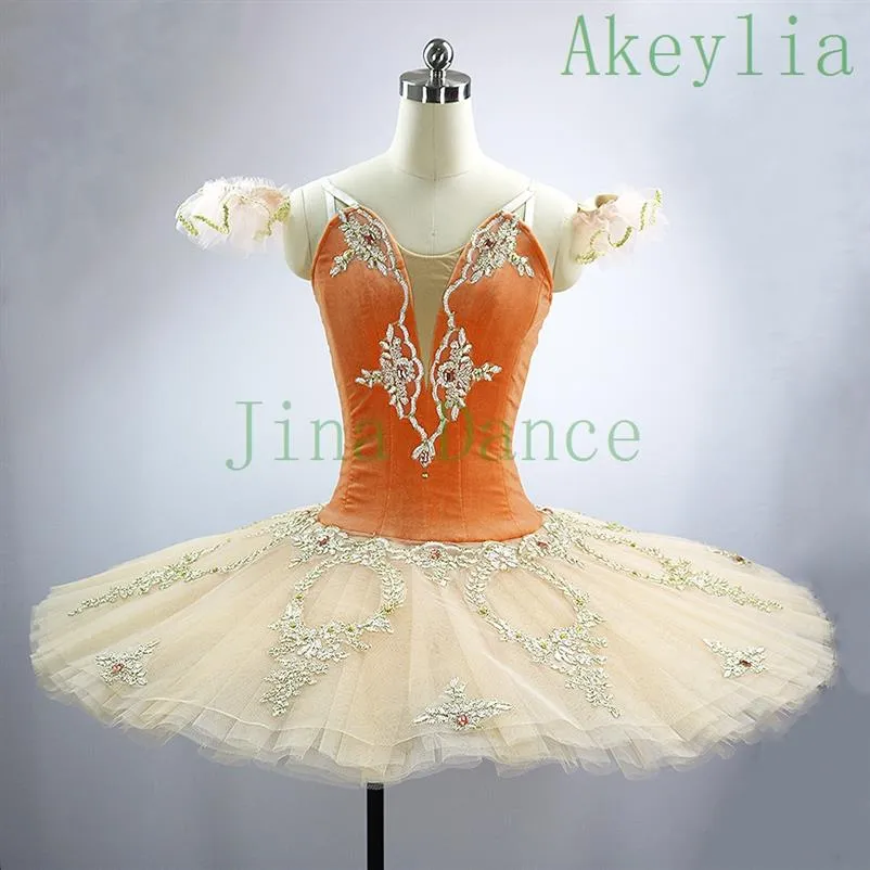 Pfirsichorange Tutu Pfannkuchen Nussknacker Weihnachten Tutu für Mädchen Performance Tutus Klassisches Ballett Bühnenkostüm Professionelles Ballet216S