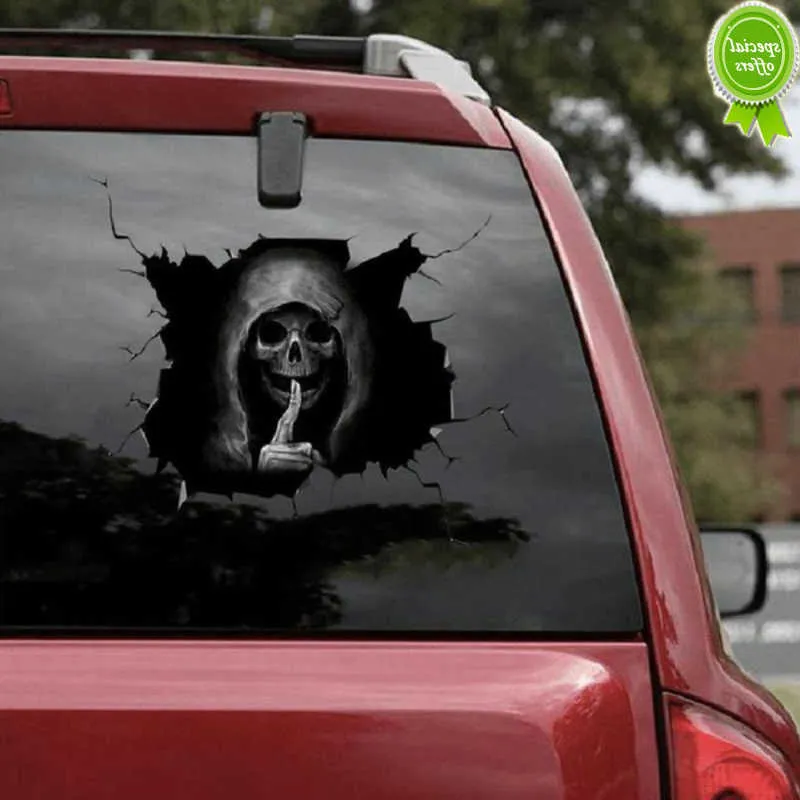 Adesivo teschio di Halloween Parabrezza posteriore per auto Horror Atmosfera silenziosa Decalcomanie Auto Window Wall Festival Decorazione Adesivi per auto
