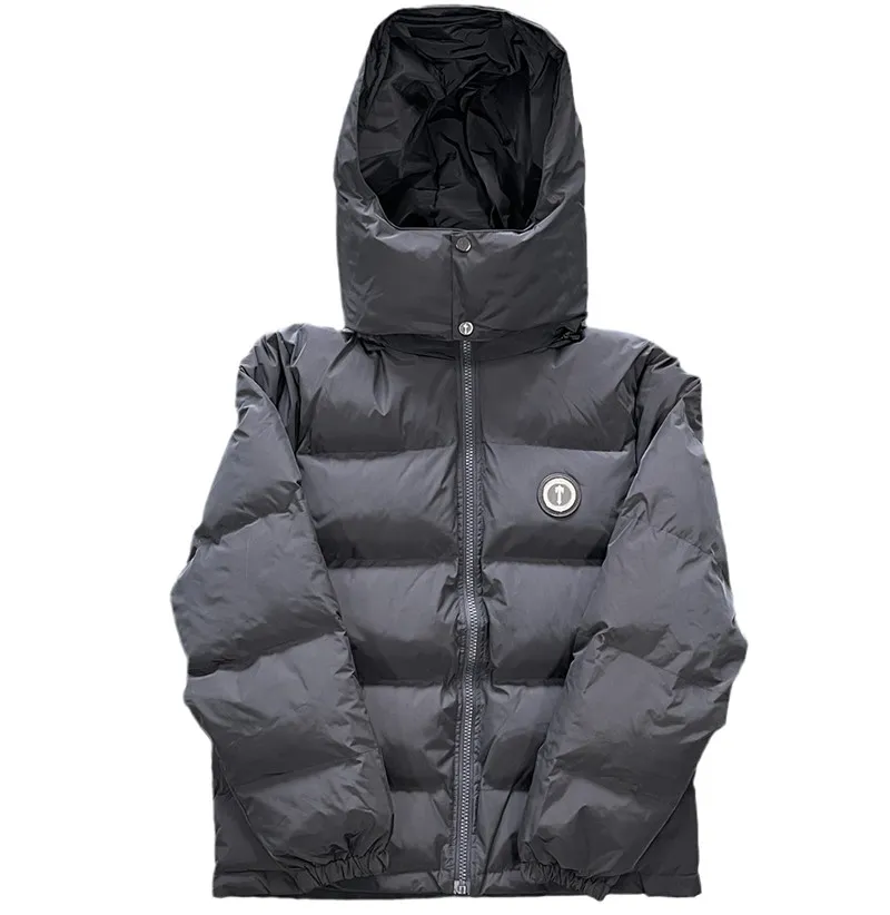 London Trapstar Trap Down Parka Uomo Donna Piumino invernale con ricamo nero lucido