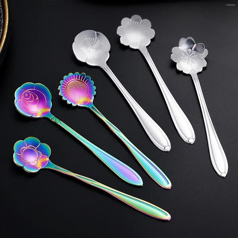 Ensembles de vaisselle 8 pièces belles cuillères à café en remuant miroir polissage lait robuste cadeau parfait pour les amis de la famille