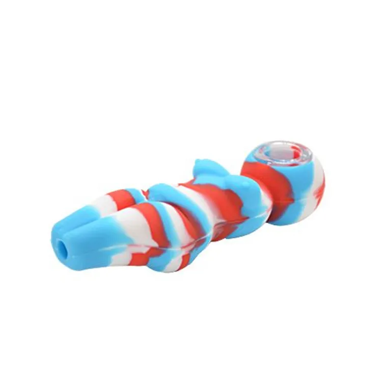 Portable 4.1 pouces Sexy femme silicone pipe à fumer avec bol en verre incassable recycleur Dab Rig conduites d'eau