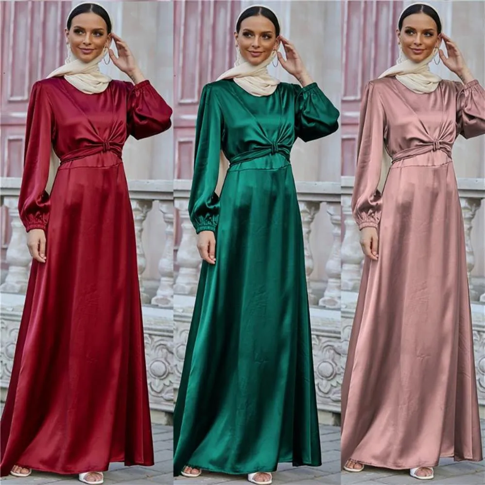 Etniska kläder muslimska mode kvinnor lång kaftan marockansk islamisk kjol musulmane abaya dubai robe femme casual turkisk midja bälte254w