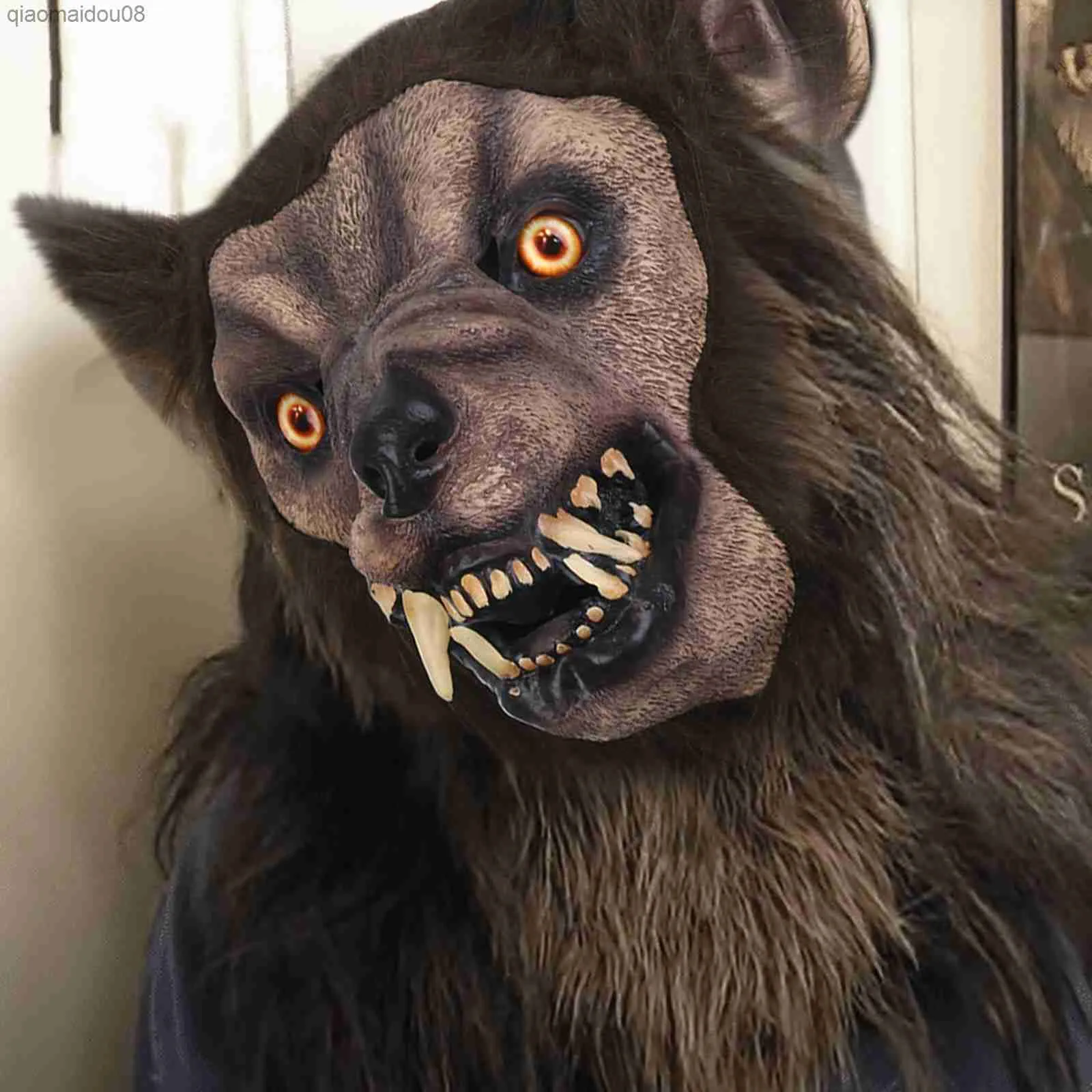 Horror Werewolf Masks Wolf Realistic Full Face Helmet Cosplay Latex Halloween Costume Haunted House Carnival Headgear Party Prop L230704