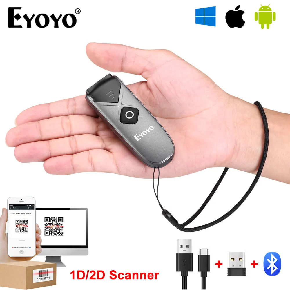 Eyoyo bluetooth eyoyo バーコードスキャナー Eyoyo 2D QR 工業用バーコードスキャナー ワイヤレス充電スタンド付き 頑丈 高耐久 IP65防水 3イン1 Bluetooth ワイヤレス USB ハンズフリー バーコードリーダー ノートパソコン デスクトップ タブレット Android用