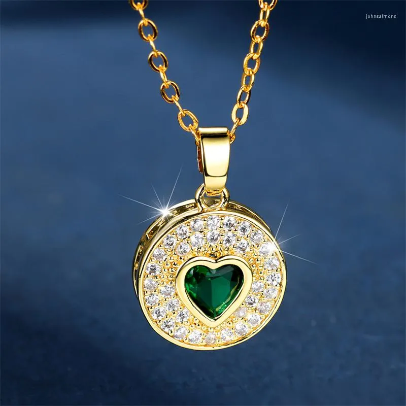 Pendentif Colliers Mignon Femme Charme Collier Rond Or Couleur Strass Pour Les Femmes Jaune Petit Coeur Bijoux De Mariage