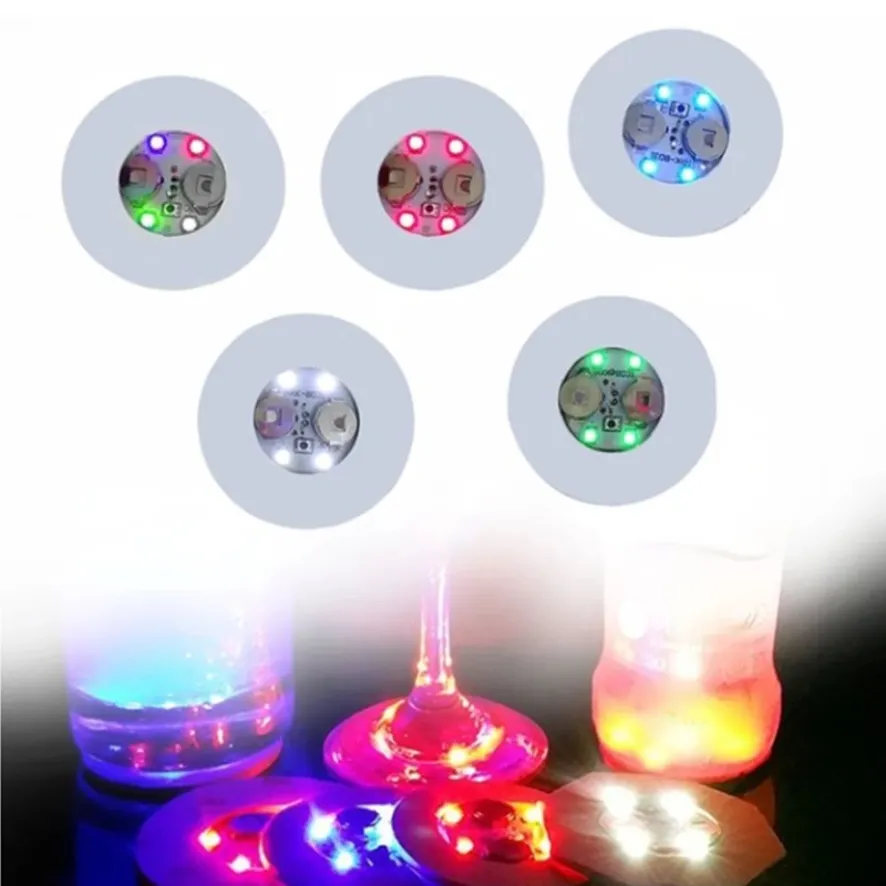 ミニグロー LED コースターマットパッド点滅クリエイティブ発光電球ボトルカップステッカーマットライトアップクラブバーホームパーティーの装飾 i0704