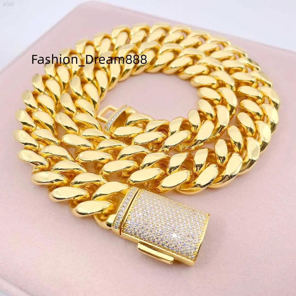 Stainless Steel 18Mm Link Wholesale Price Miami Cuban Chain Gold Plated Moissanite