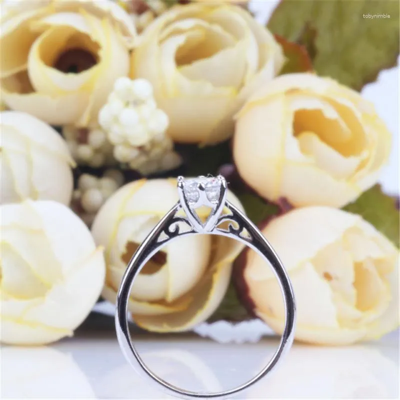 Cluster Rings Buyee 925 Sterling Silver Sweet Light Zircon Excellent Classic White Wedding Ring For Woman Girl Circle Jewelry