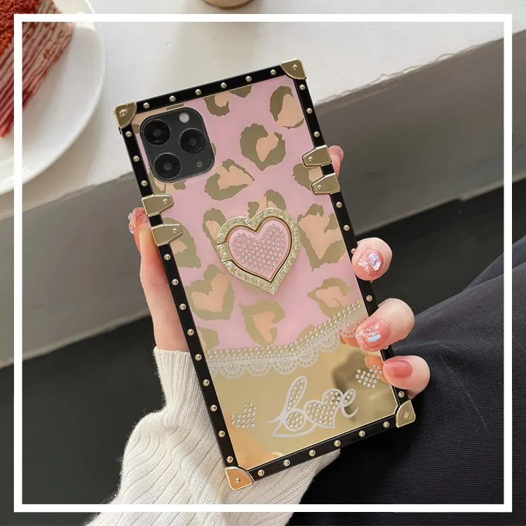 YEZHOU2 Phone Case for apple iphone 14 plus 13 12 11 pro Luxury Diamond Love Bracket Square All-Inclusive New Protective Cover