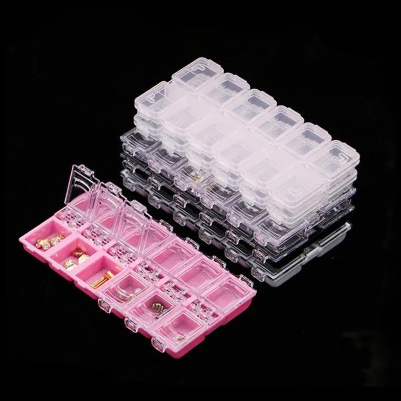 12 Grids Clear Empty Storage Box Rhinestone Acrylic Crystal Beads Jewelry Decoration Nail Art Accessories Pills Container F1377 Bkqcc