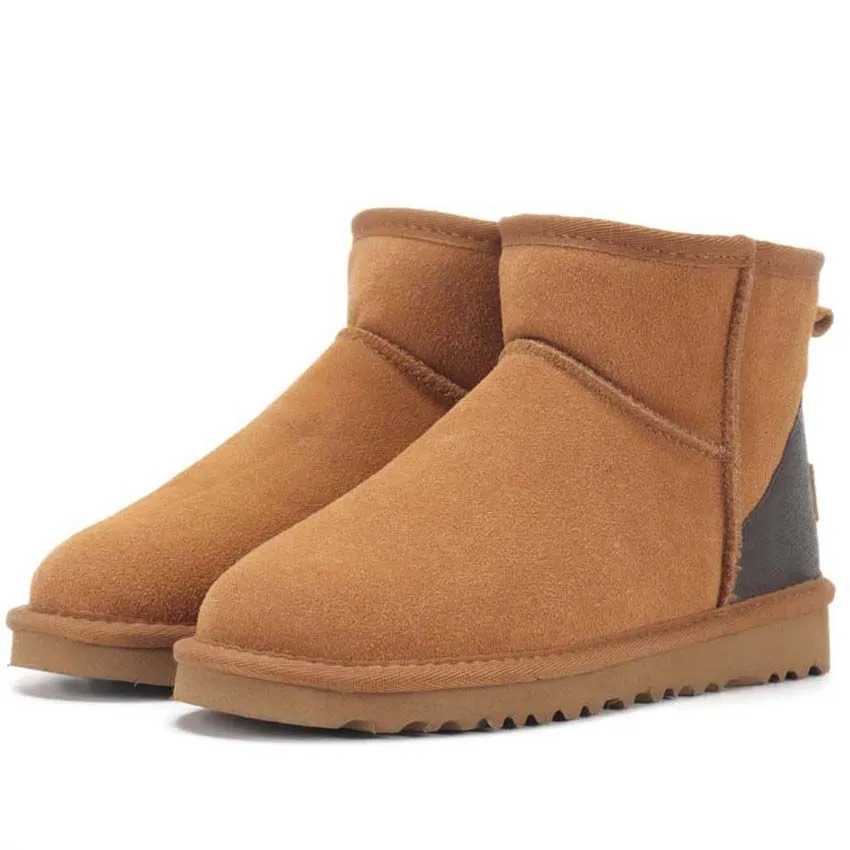 Bottes d'hiver Plateforme De Fourrure Dames Bottes De Neige Véritable Laine De Peau De Mouton Coupe Basse Chaussures De Fourrure Chaudes Homme Et Femme Bottes Courtes D'hiver Super Mini Hommes