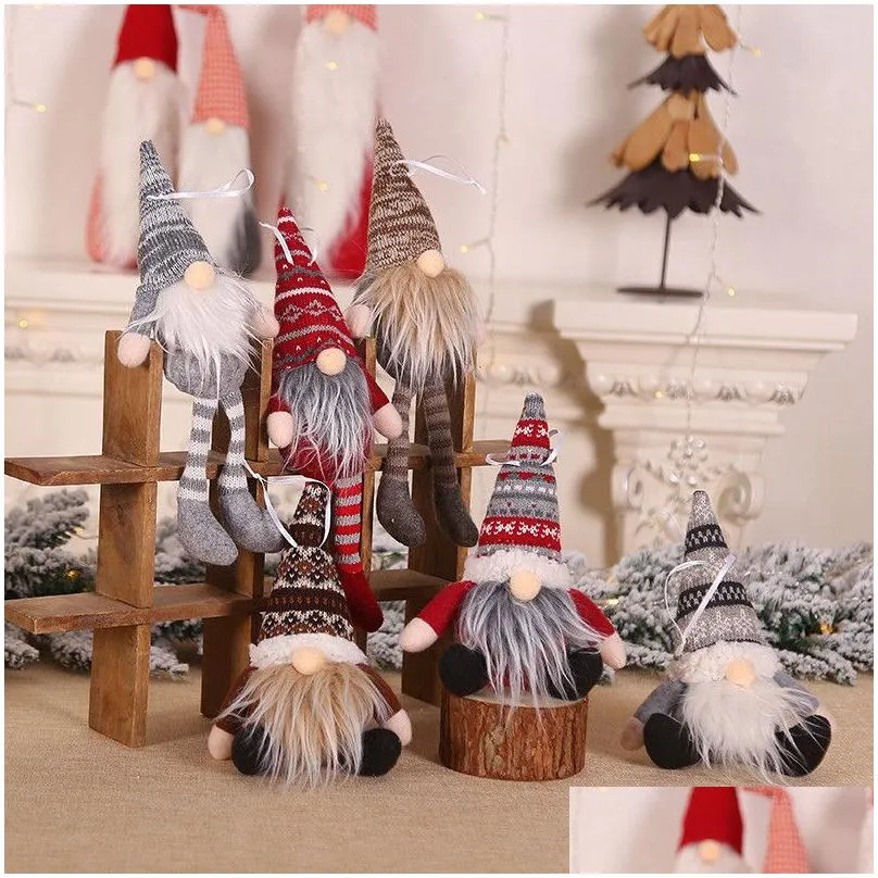 Weihnachtsdekorationen Hängende Puppe Gestrickte Plüsch Gnome Baum Wand Anhänger Weihnachten Kinder Geschenke Ornament Dekor Drop Lieferung Hausgarten Fee DHK2M