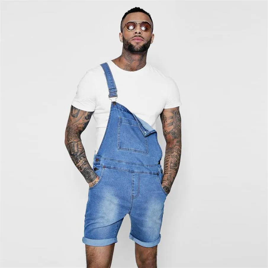 Fashionable men's rompers Jeans jumpsuit suspender denim pink gray blue summer wide leg Overalls jumpsuits Pants Trousers hig229D