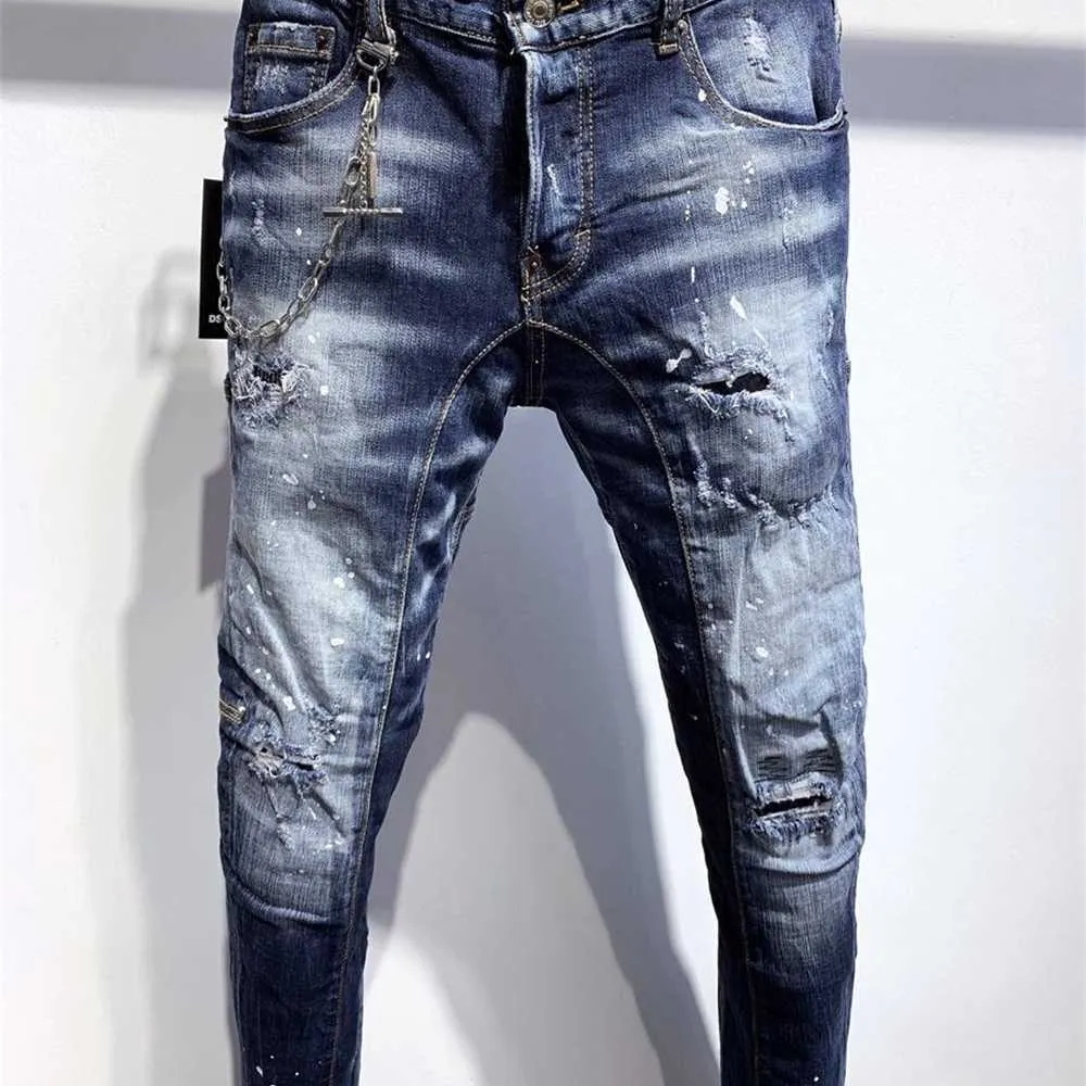 Jean DSQ Jean Mens Lüks Tasarımcı Skinny Yırtık Havalı Adam Nedensel Delik Denim Moda Markası Fit Jean Dsquare 2 DSQUEDS DSQ2S DSQS NHRGF5D