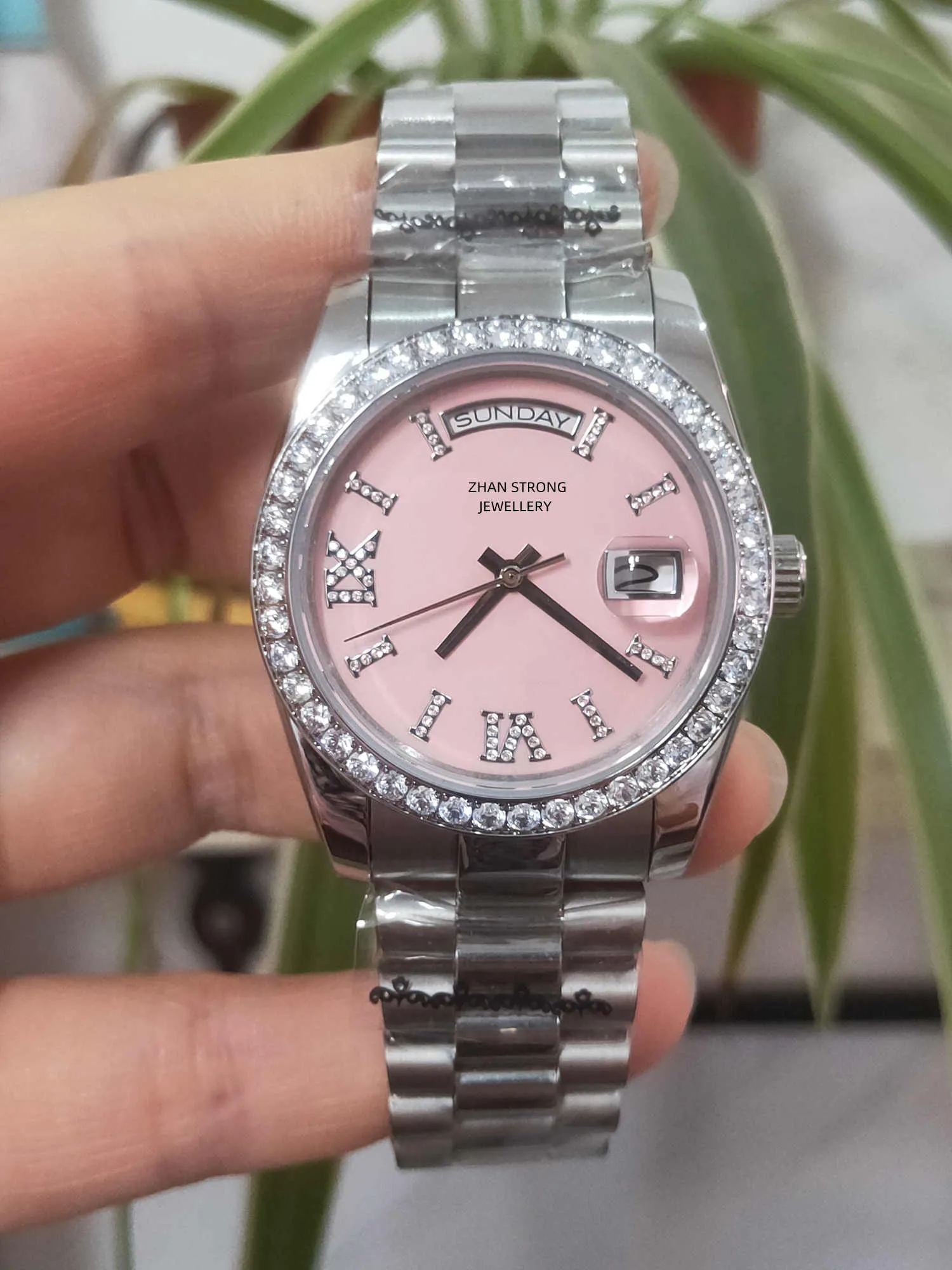 Designer de Moda Relógios Femininos Movimento Mecânico Automático 36mm Diamante Iced Out Pulseira de Aço Inoxidável Relógio de Pulso para Mulher Montre Luxe Relógios de Pulso para Homem Presentes