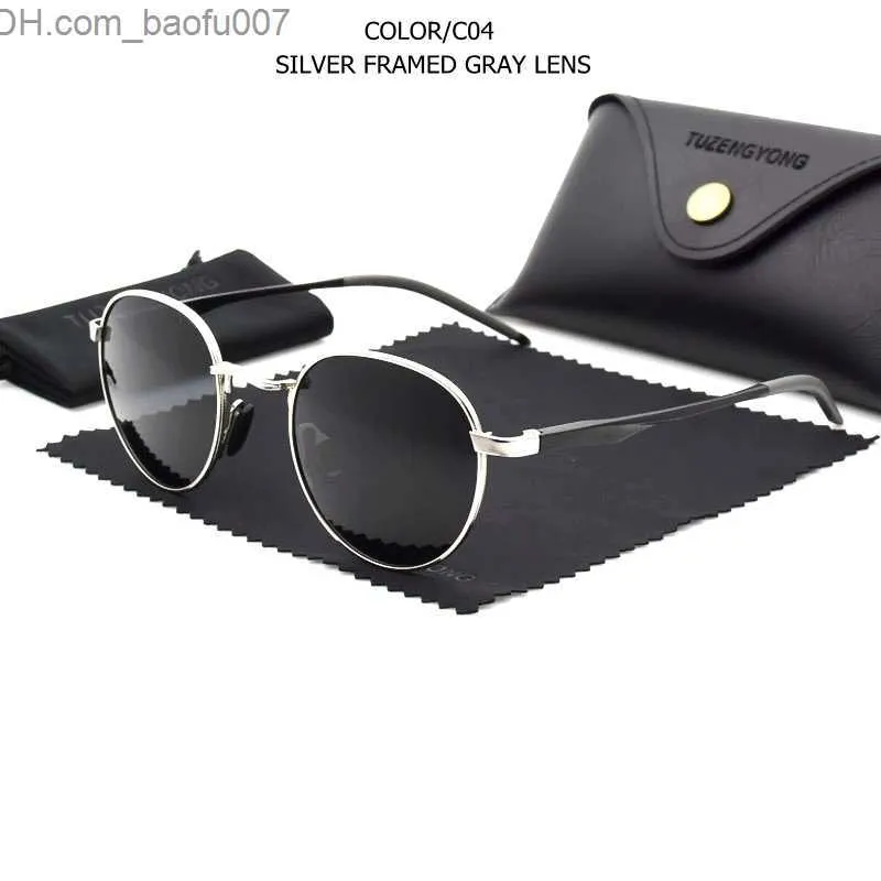 Okulary przeciwsłoneczne TUZENGYONG Gothic Steampunk spolaryzowane okulary przeciwsłoneczne marka projektant Vintage okrągłe okulary przeciwsłoneczne UV400 okulary dla kobiet mężczyzn Z230705