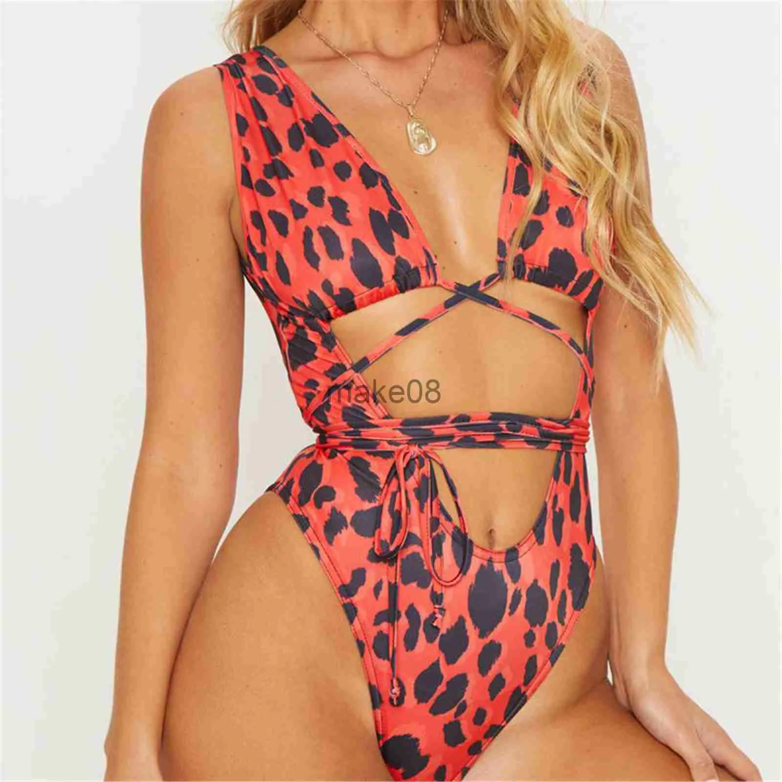 Kvinnors badkläder Bikinis sätter badkläder 2023 Kvinnor Badkläder Kvinnlig bandage Halter Printing Sexig baddräkt Onepiece Swimwears Women's Swimsuit J230704