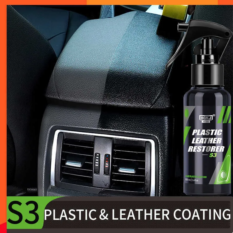 Upgrade Car Plastic Restorer Polish Leather Cleaner Spray Back To Black Gloss Hgkj S3 50ml Interior Plastic Renovator Car Accessories