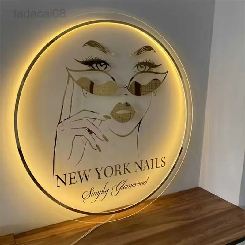 Night Custom Acrilico LED Round Business Lights Sign Plaque Neon Circle Nome 3D Company Shop Wall Art HKD230704