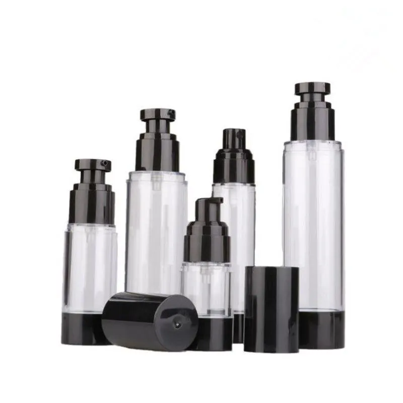 15ml 30ml 50ml 80ml 100ml 120ml Tom Svart Airless Pump Dispenser Flaska Påfyllningsbar Lotion Cream Vakuum Spray Bottle Atomizer F2469 Lbkci