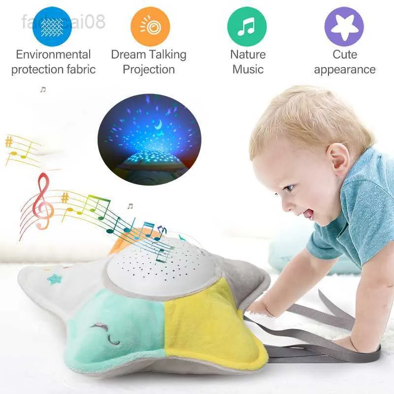 Lights Kids Sleep LED Night Baby Star Projector Lamp Stuffed Animal Plush With Music Stars Light Child Toys For Girls Boy HKD230704