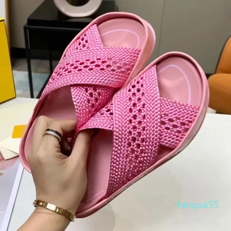 2023-Cord Mules Sandali Tacco grosso Piatto Multicolor open toe Fashion Outdoor cuneo femminile scarpe da donna casual size35-42