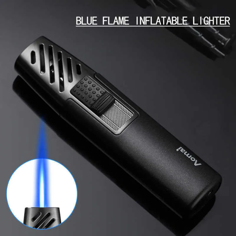 Adjustable Blue Flame Inflatable BBQ Cigar Metal Torch Windproof Jet ...