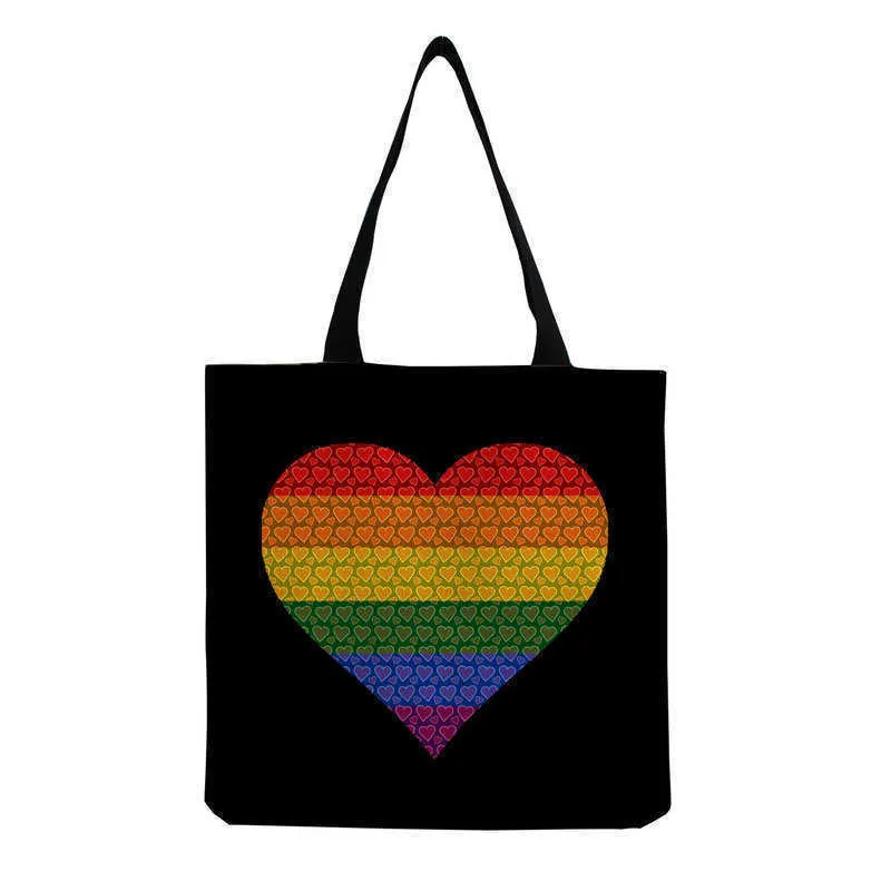 LGBT Fashion Simple Tote Bag Bag Rainbow Love Print Handbag Counter Counter Bag 0704-111