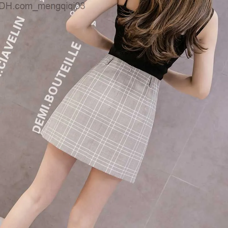 Jupes Irrégulière Split Plaid Aline Jupe Femme D'été Taille Haute Jupes Coréennes Femmes Bureau En Mousseline De Soie Mini Jupe Femmes Z230705