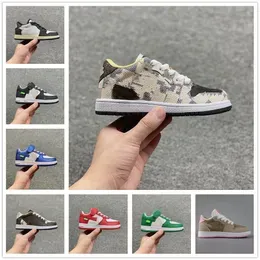 Fashion Kid shoes Low Cut Chicaaboration Fragments Military Blue TS Scotts 1s Light Smoke Grey Retros Shattered Backboard I Infant Toddler Dark Mocha Sneaker