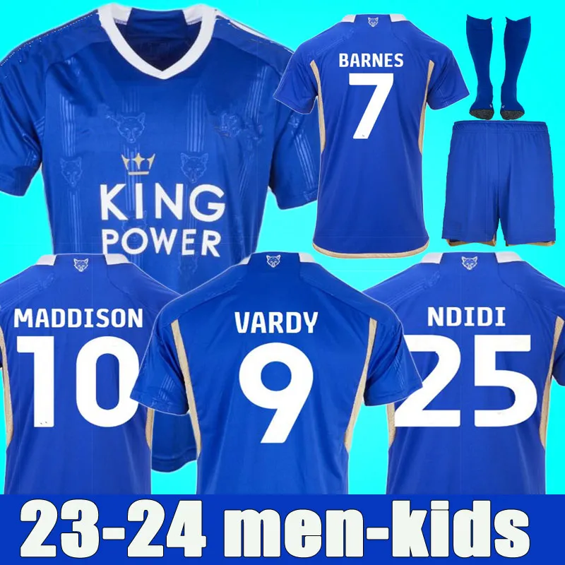 23 24 Leicester Home Soccer Jerseys Vardy BARNES Tielemans VARDY