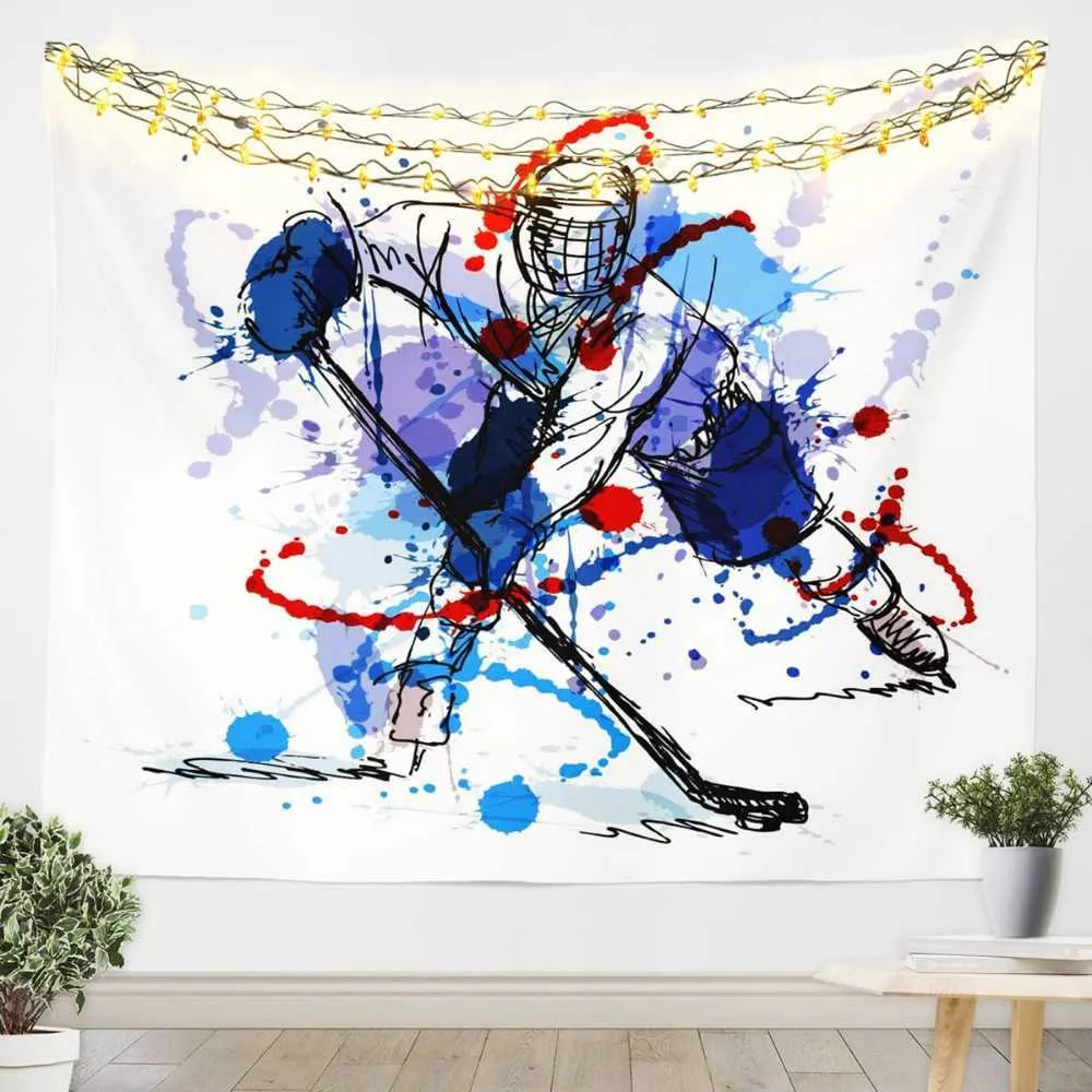 Tapisseries tapisseries de glace tapisseries de joueur tapisseries d'hiver couverture murale de sport en tissu salon chambre dortoir décor tenture murale